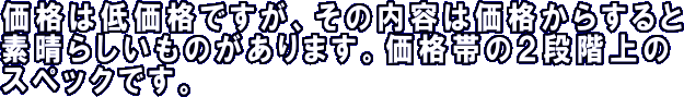 価格は低価格ですが、その内容は価格からすると素晴らしいものがあります。