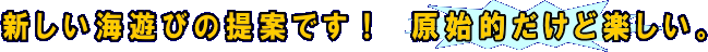 新しい海遊びの提案です。原始的だけど楽しい。