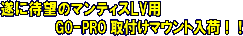 遂に待望のマンティスLV用GO-PRO取付けマウント入荷！